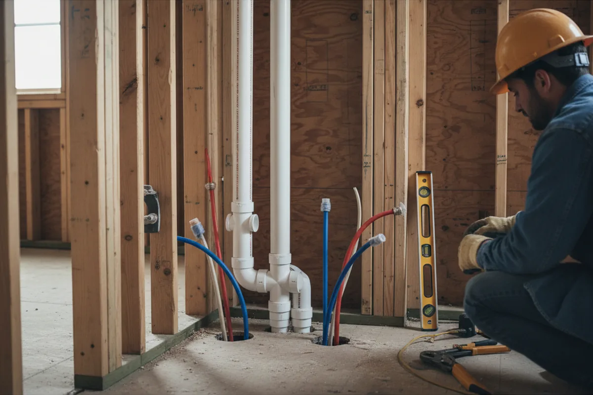 Drain and supply rough-in during Sump Pump Repair in Intercourse